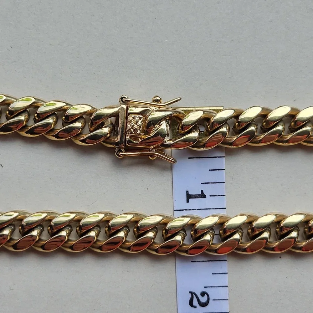 14K Gold Plated Stainless Steel Cuban Link Necklace 10mm Gold Chain
